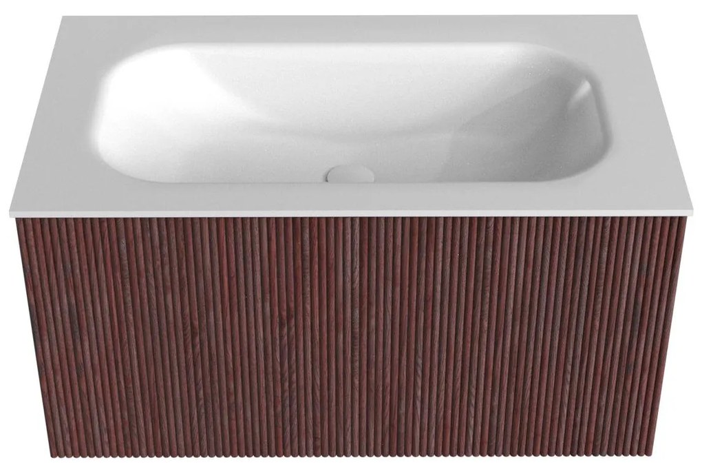 Mondiaz Kurve 80cm badmeubel ruby met 1 lade en wastafel big small midden zonder kraangat