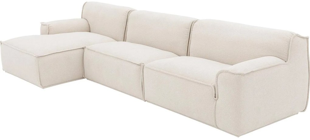 Goossens Excellent Bank Sens wit, stof, 1,5-zits, urban industrieel met chaise longue links