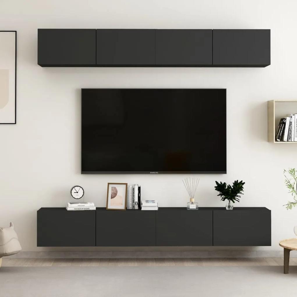 vidaXL Tv-meubelen 4 st 100x30x30 cm spaanplaat zwart