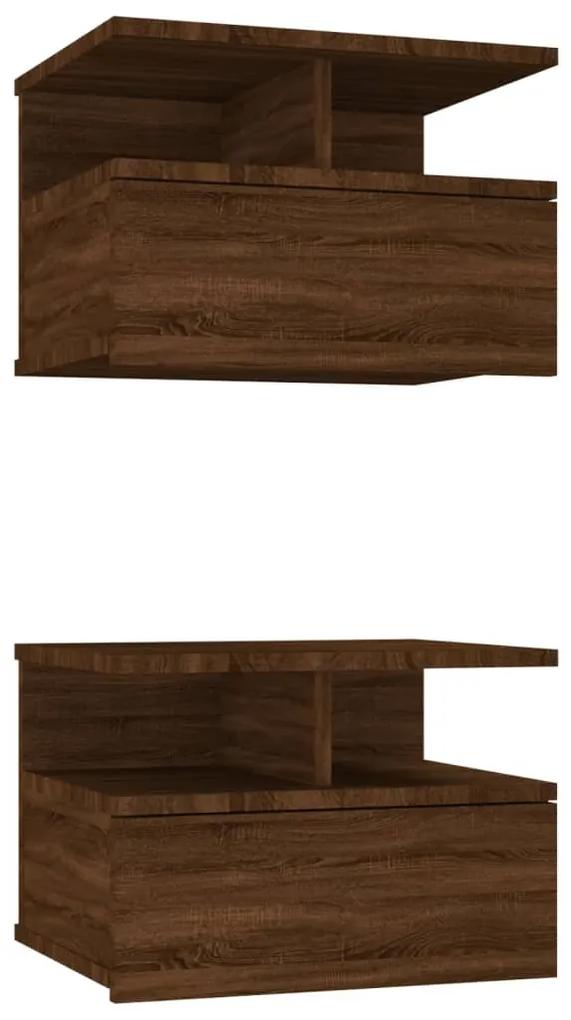 vidaXL Nachtkastjes 2 st zwevend 40x31x27 cm bewerkt hout bruineiken