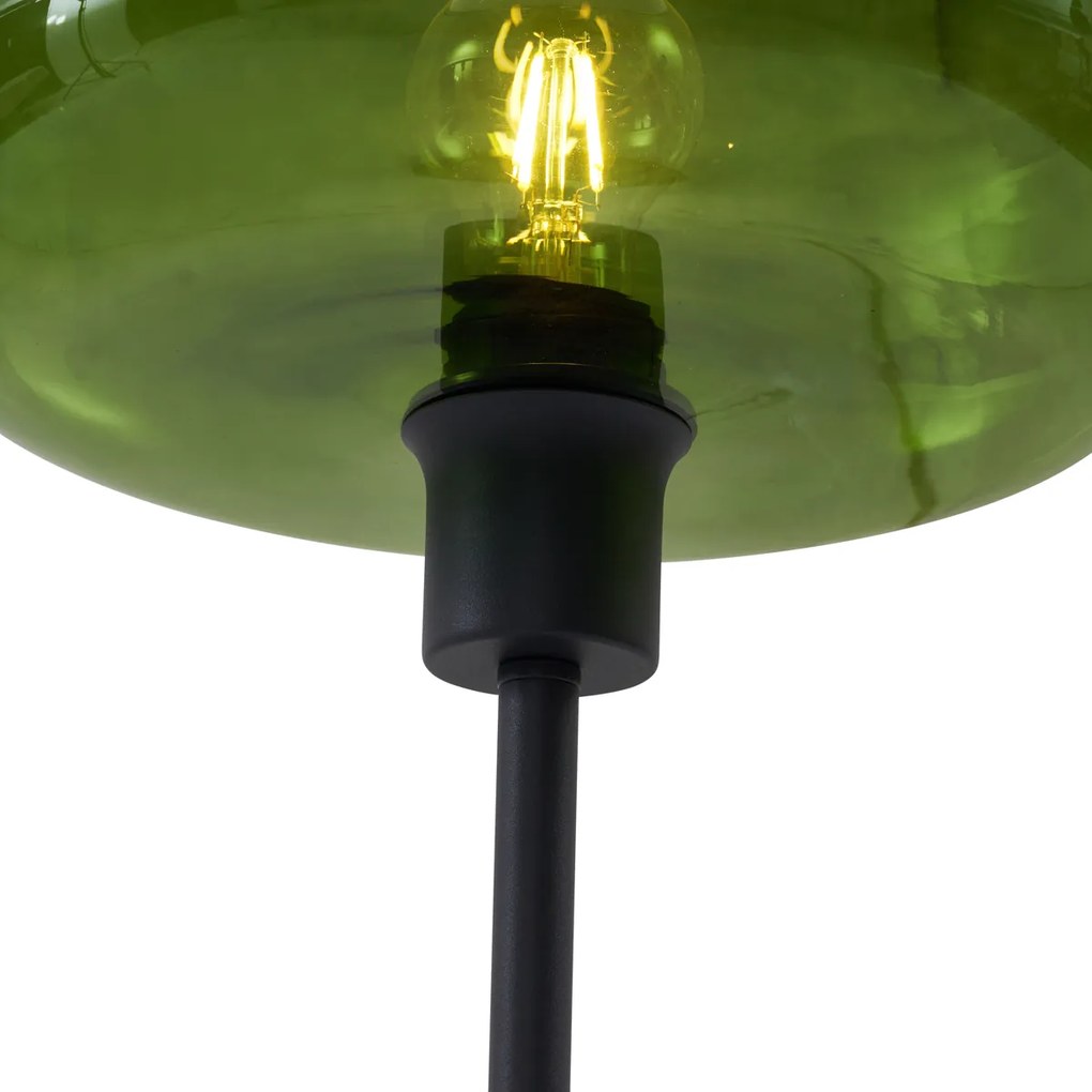 Retro vloerlamp zwart met groen glas - Bizle