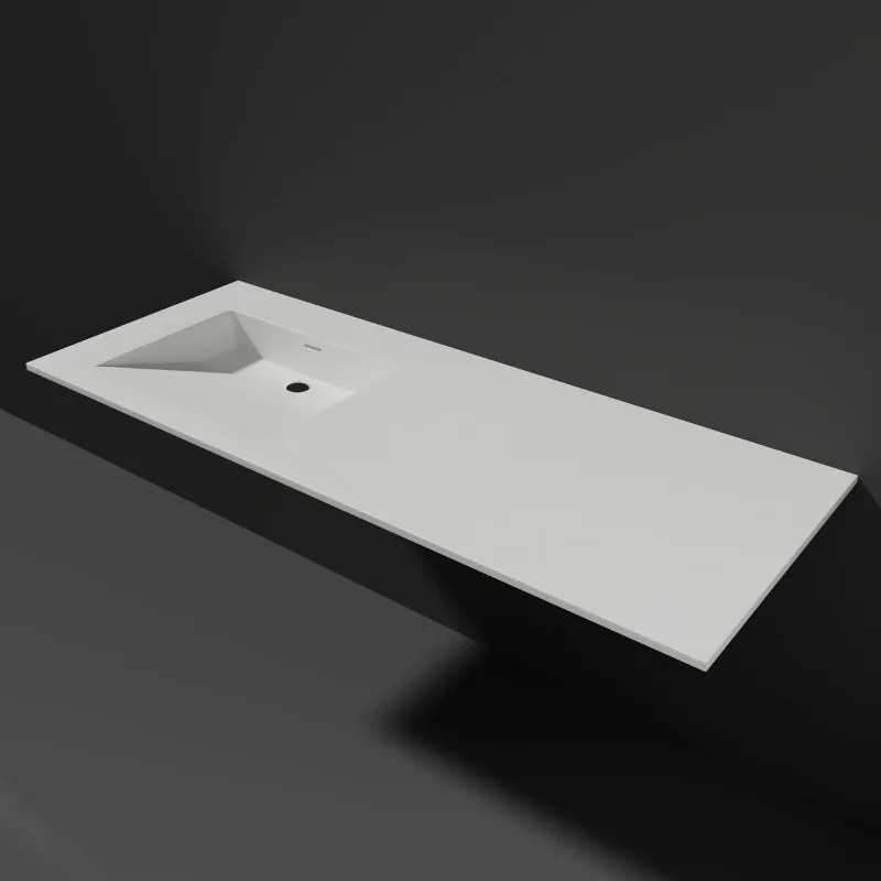 Lambini Designs Flora solid surface wastafel 120cm links zonder kraangat wit mat