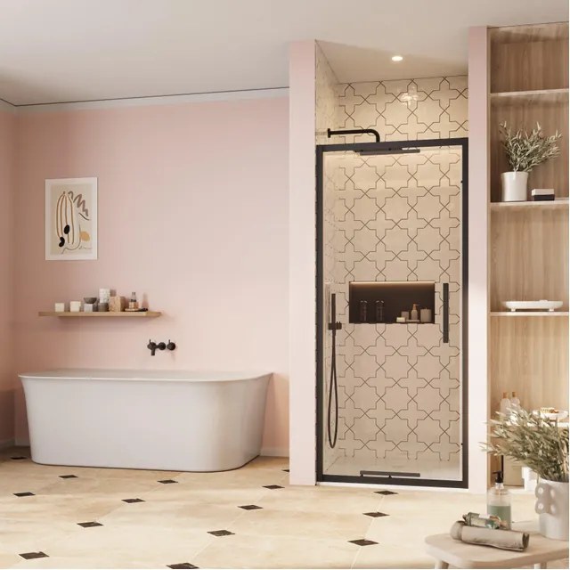 Crosswater Asura inklapbare douchedeur - 90cm - zonder handvat - mat zwart AUIDBC0900