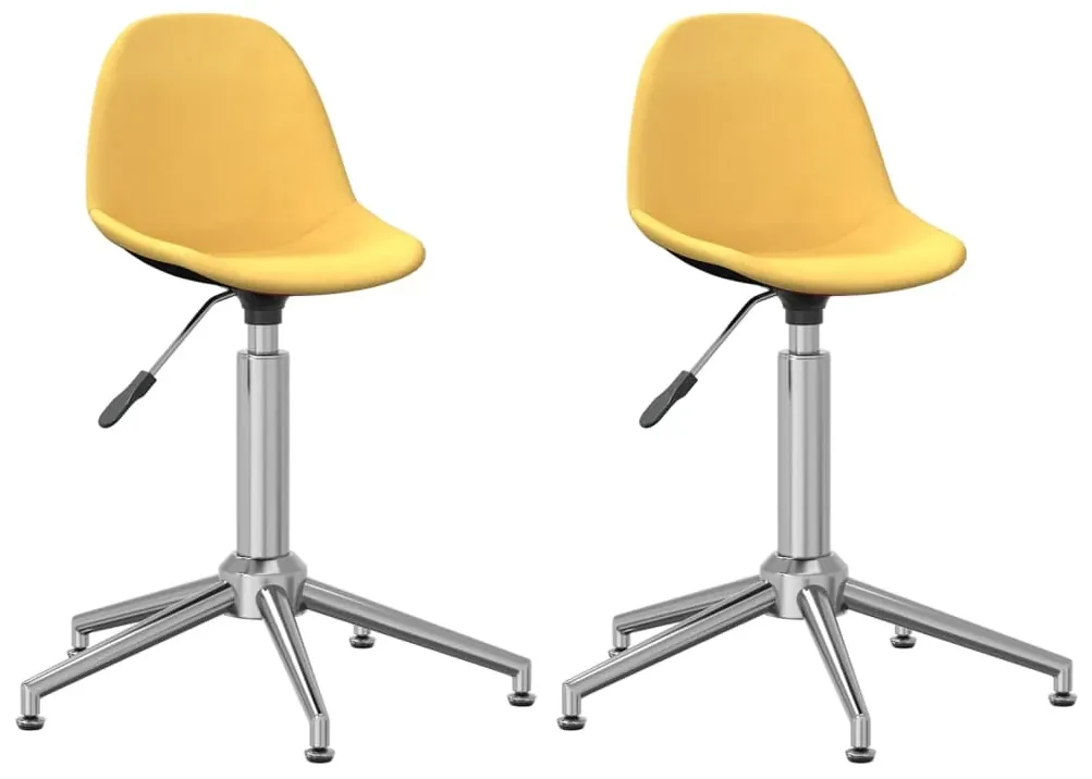 vidaXL Eetkamerstoelen draaibaar 2 st stof mosterdgeel