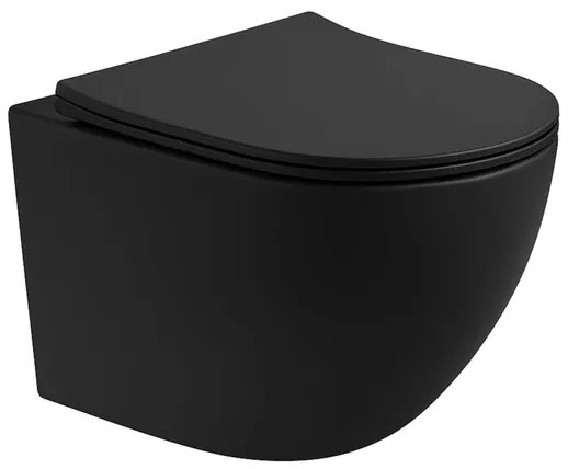 Aloni Pro Hangend Toilet - 36x49x32cm - wervelspoeling - randloos - met zitting - softclose - quick release - compact - mat zwart PRO2025