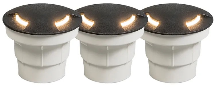 Set van 3 buiten grondspot zwart incl. LED IP67 - Ceci 2