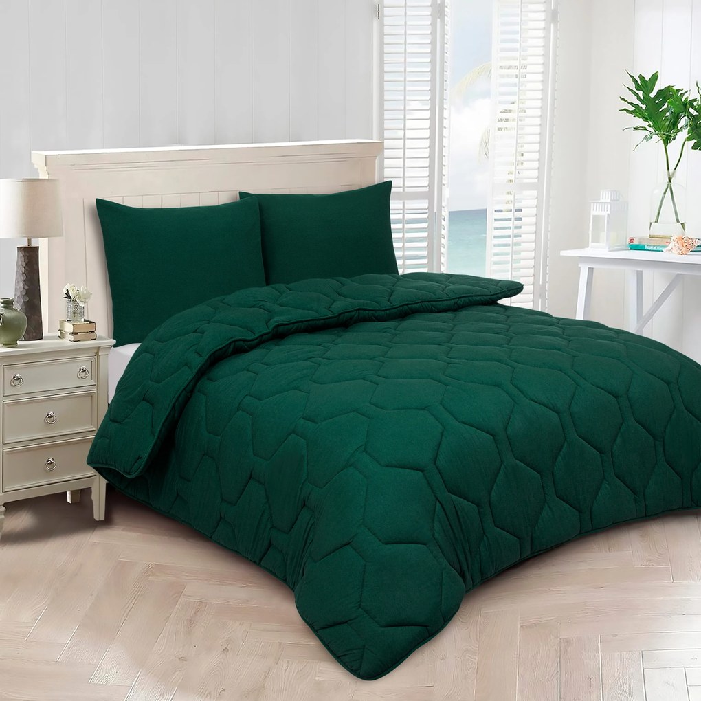 Dekbed 2 in 1 - Wasbaar dekbed zonder overtrek - 140x200 - donker groen