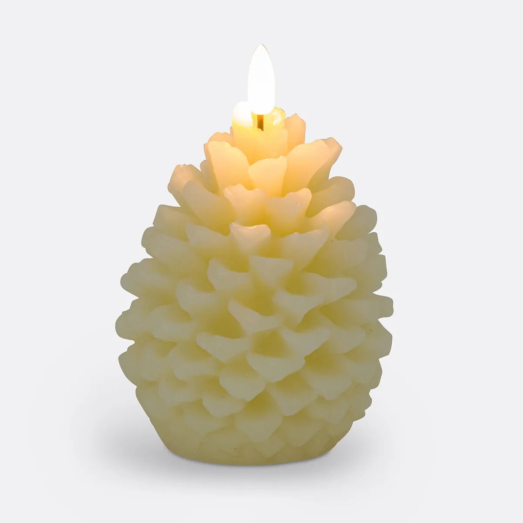 Dennenappel LED-kaars in was, H13 cm, Caspar