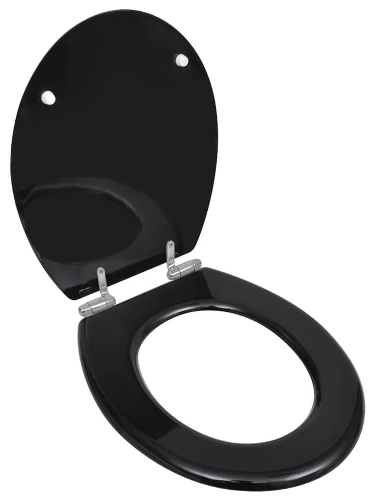 vidaXL Toiletbril met soft-closedeksel 2 st MDF zwart