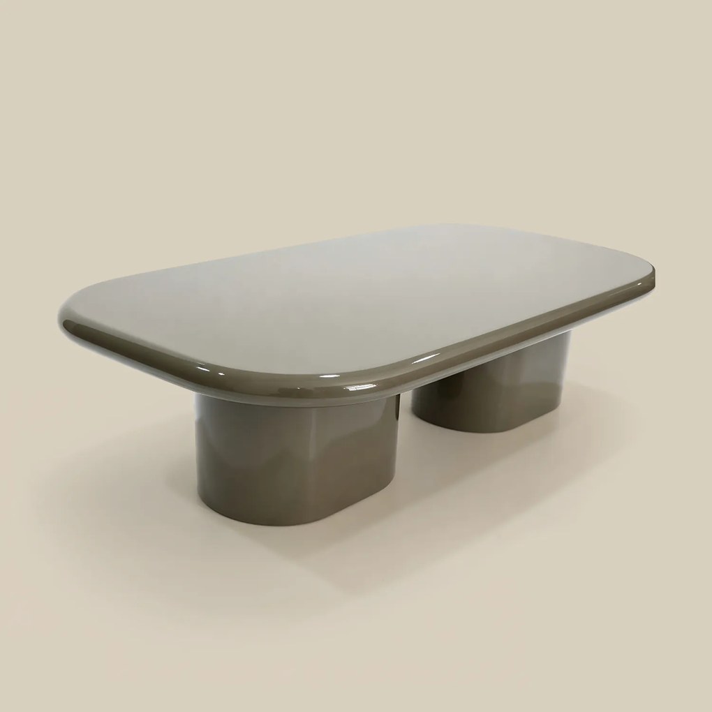 Ovale Salontafel Hoogglans Taupe - 119 X 59.5cm.