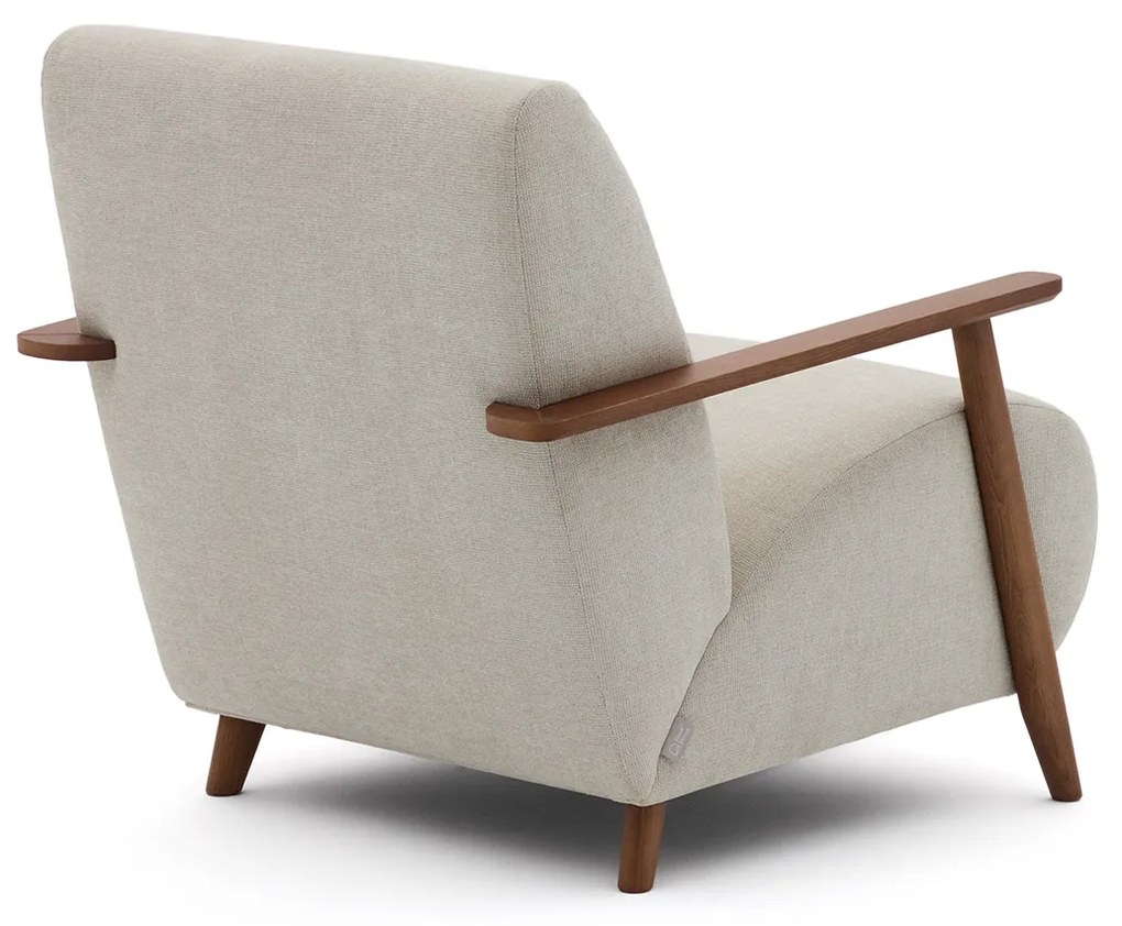 Kave Home Meghan Retro Fauteuil Walnoot En Beige