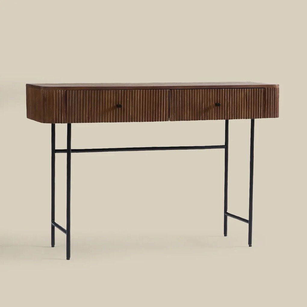 Sidetable Ribbel Hout 120 Cm - 120 X 35cm.
