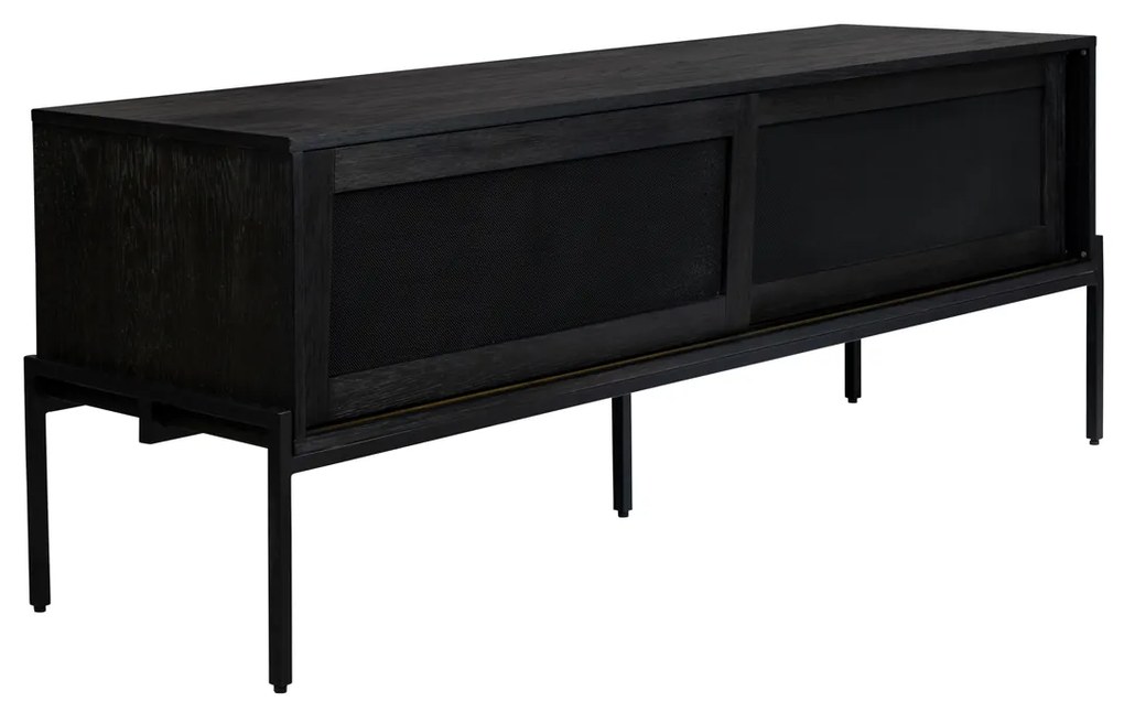 Zuiver Hardy Tv-meubel Met Schuifdeuren Zwart - 160x45x60cm.