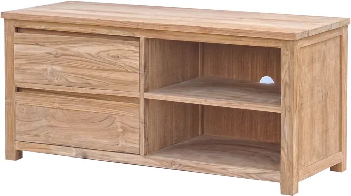 Hoog Tv-meubel Teak - 2 Lades - 130cm - 130x50x60cm.