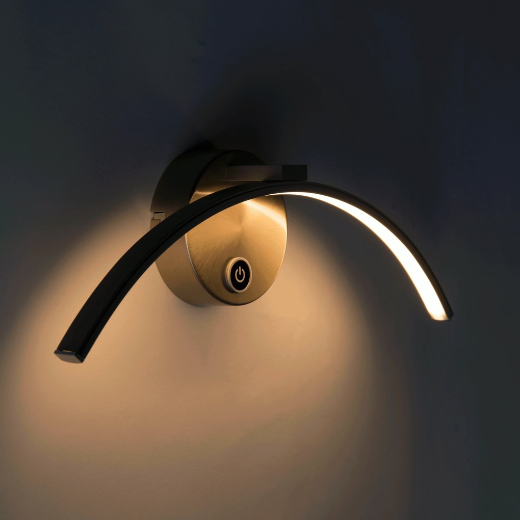 Moderne wandlamp staal incl. LED met touch dimmer - Arch