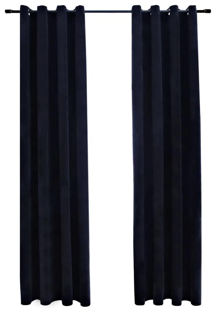 vidaXL Gordijn verduisterend met ringen 2 st 140x175 cm fluweel zwart