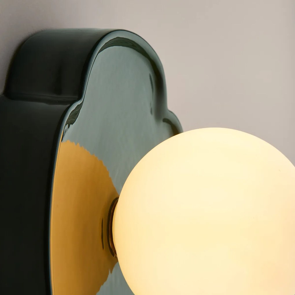 Wand- of plafondlamp bloem, keramiek en opaline glas, diameter 20 cm, HOLI