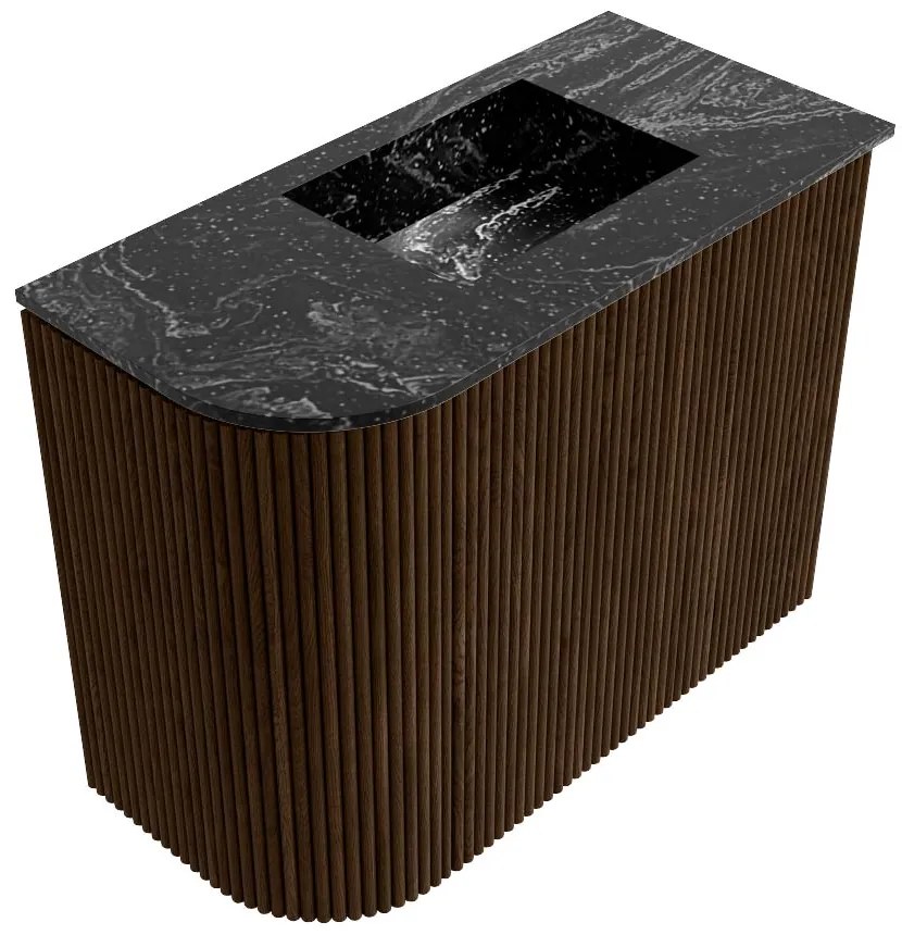 Mondiaz Joya DLux 50cm toiletmeubel ronding links walnut met wastafel faye rechts zonder kraangat lava