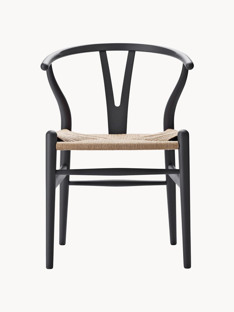 Houten stoel CH24 Wishbone Chair met handgevlochten zitvlak