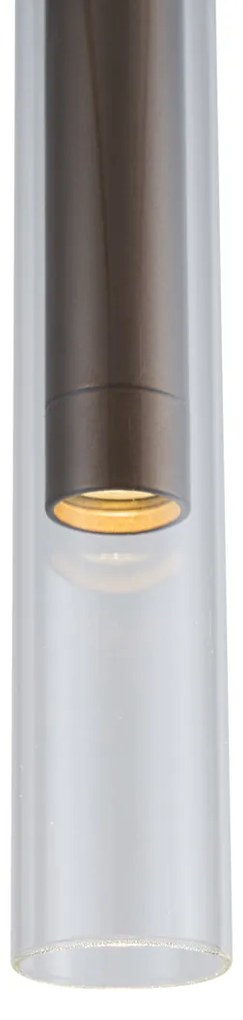 Moderne spot donker brons met helder glas voor railsysteem 1-fase - Slimline Loyce