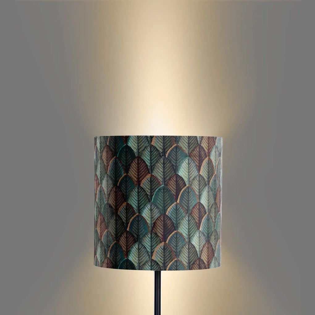 Vloerlamp zwart met velours lampenkap blad dessin met gouden binnenkant - Simplo Klassiek / Antiek, Modern E27 rond Binnenverlichting Lamp