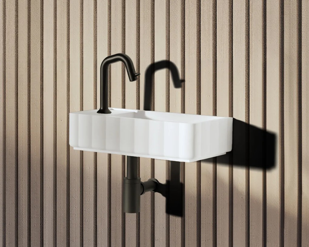 Riho Catching Waves fontein solid surface met kraangat links wit mat