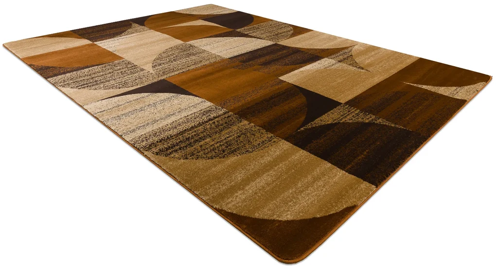 Tapijt ROYAL H387 Geometrisch - bruin / mosterd beige