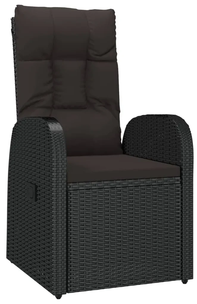 vidaXL Tuinstoelen 2 st verstelbaar met kussens poly rattan zwart