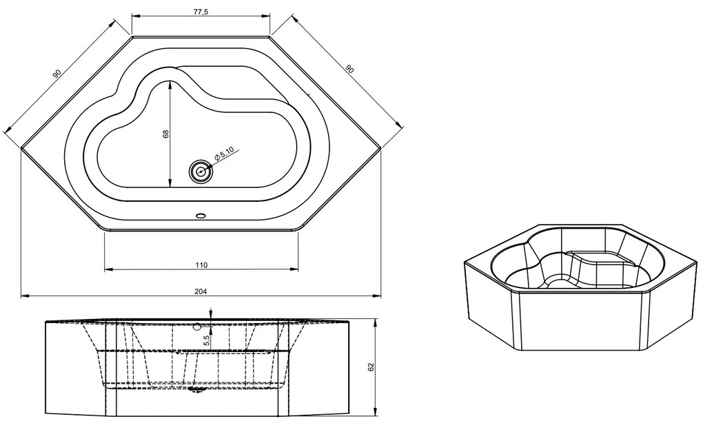 Riho Winnipeg inbouw hoekbad 145x145cm wit glans