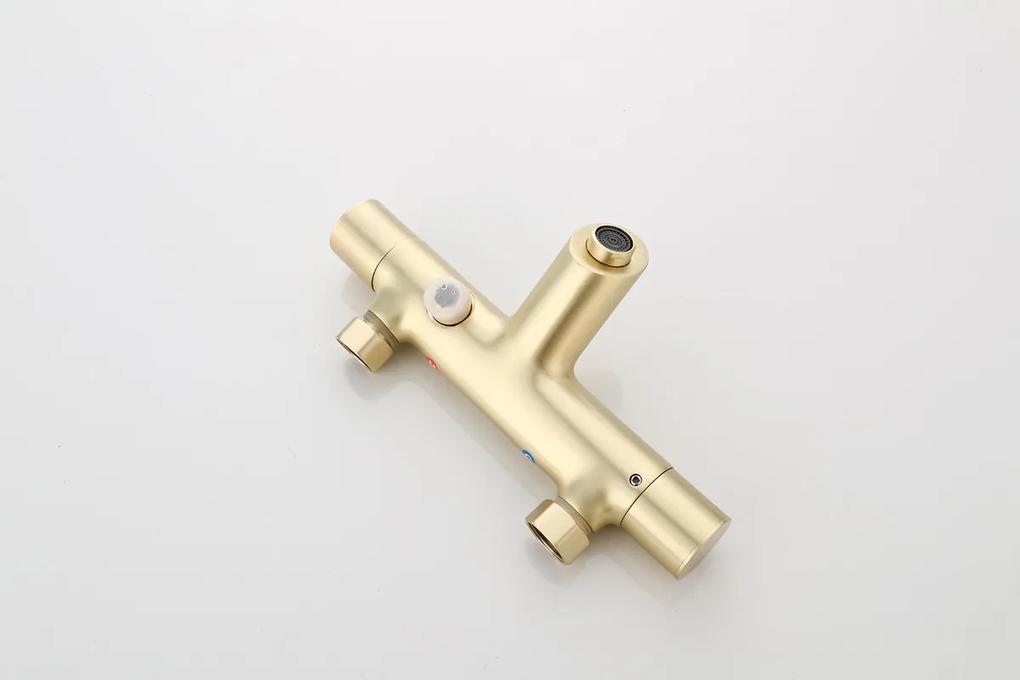 Saniclear Brass thermostatische opbouw badkraan met handdouche geborsteld messing / mat goud