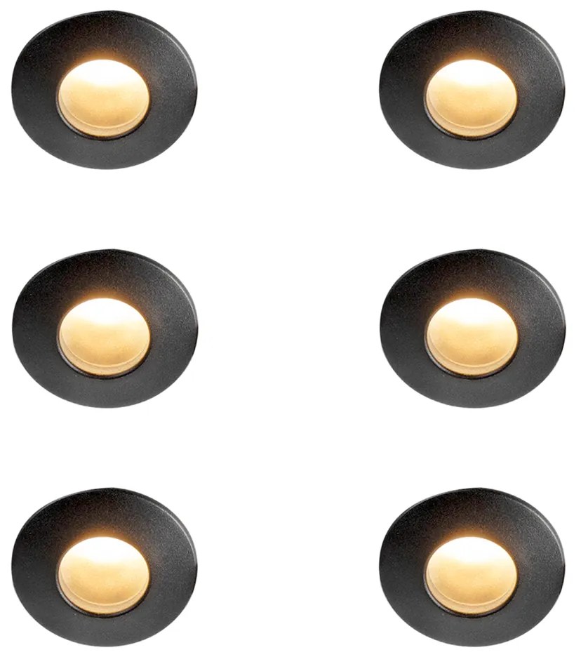 Set van 6 Moderne inbouwspot zwart IP44 - Gap