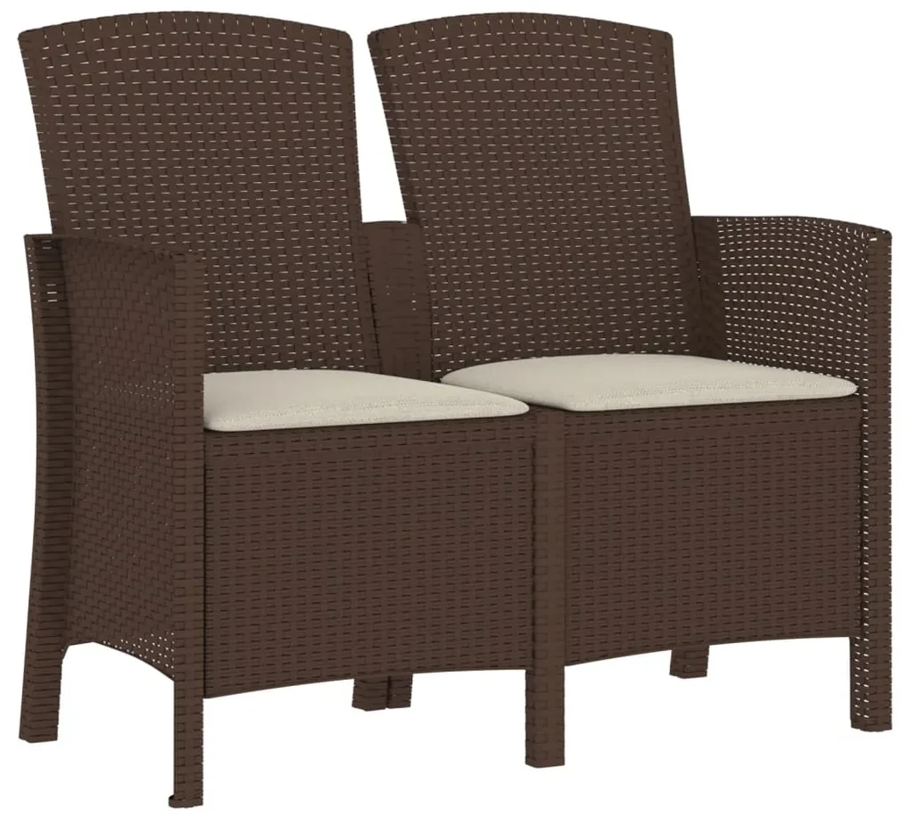 vidaXL Tuinbank 2-zits met kussens PP-rattan bruin