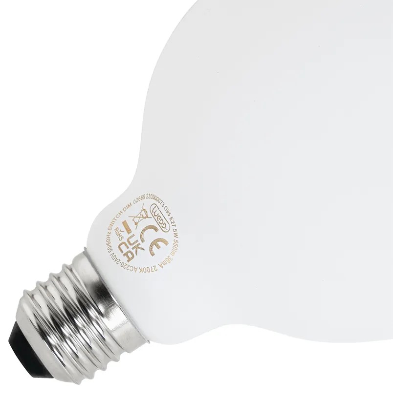 Set van 5 E27 3-staps dimbare LED lamp G95 mat 5W 550 lm 2700K