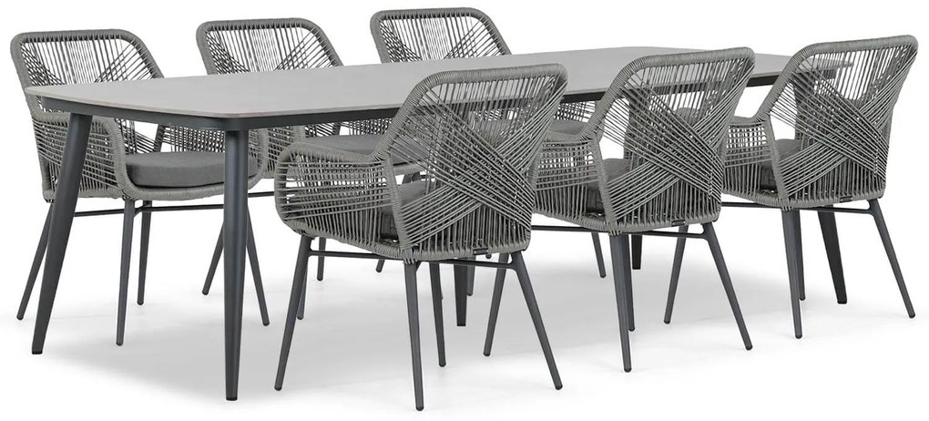 Tuinset 6 personen 240 cm Aluminium/wicker Grijs Lifestyle Garden Furniture Advance/Vienna