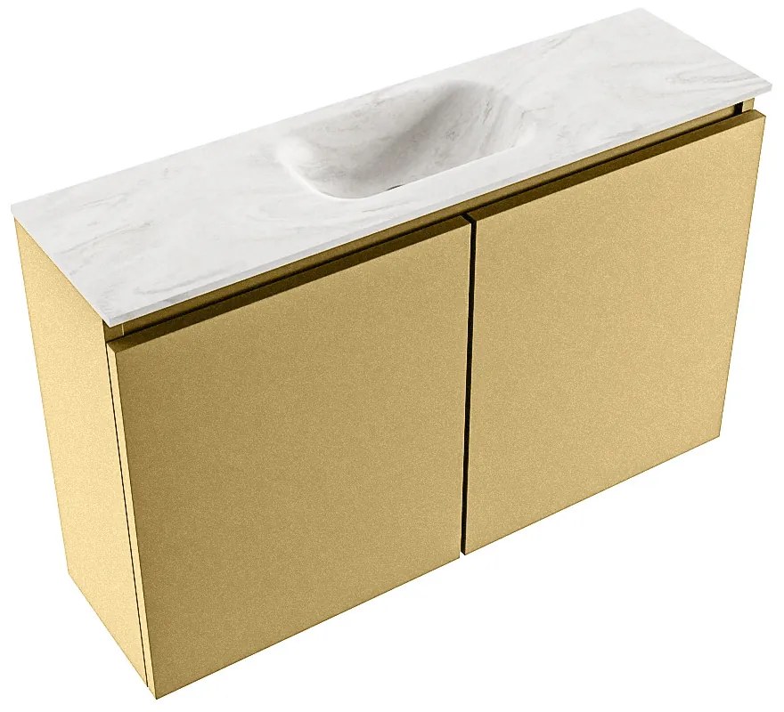 Mondiaz Ture DLux toiletmeubel 80cm oro met wastafel ostra midden met kraangat