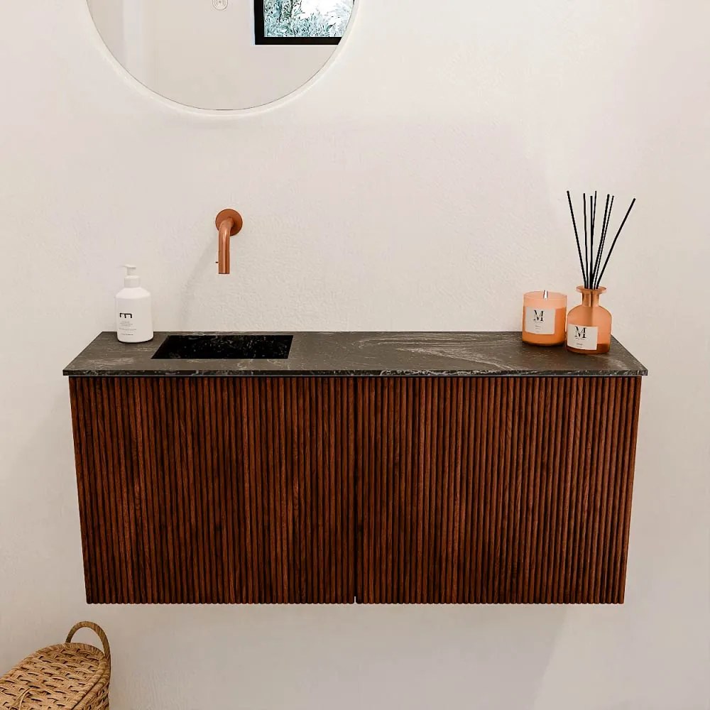 Mondiaz Joya DLux 90cm toiletmeubel ruby met wastafel faye links zonder kraangat lava