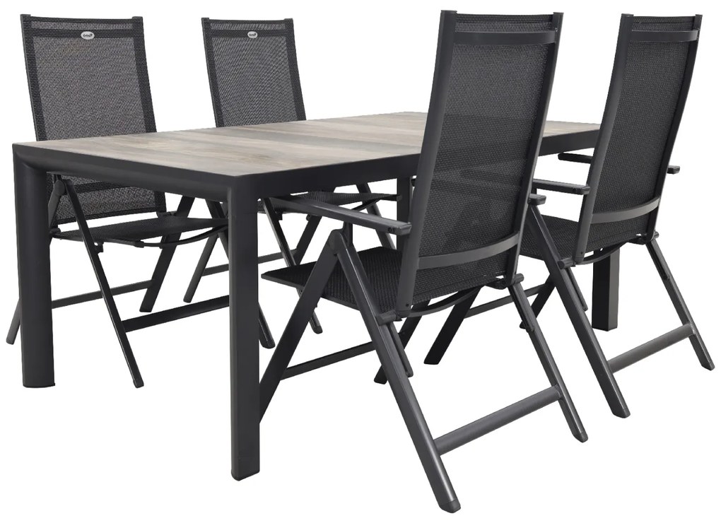 Hartman Napoli/Kings 4-persoons verstelbare tuinset 180x100 cm. - Antraciet