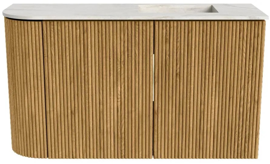 Mondiaz Joya DLux 70cm toiletmeubel ronding links oak met wastafel faye rechts zonder kraangat ostra