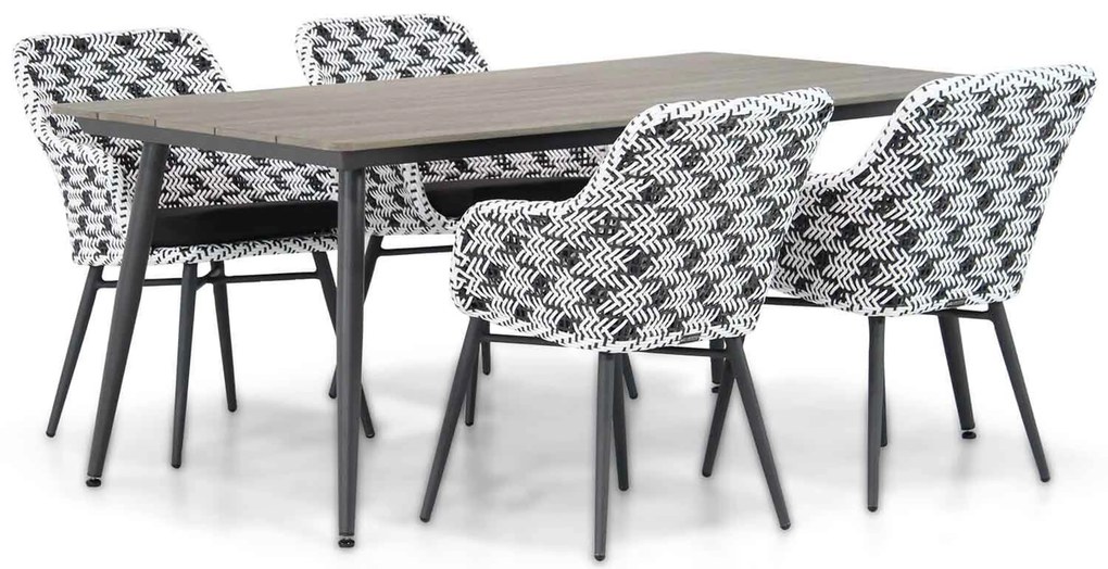 Tuinset 4 personen 180 cm Wicker Zwart Lifestyle Garden Furniture Crossway/Matale
