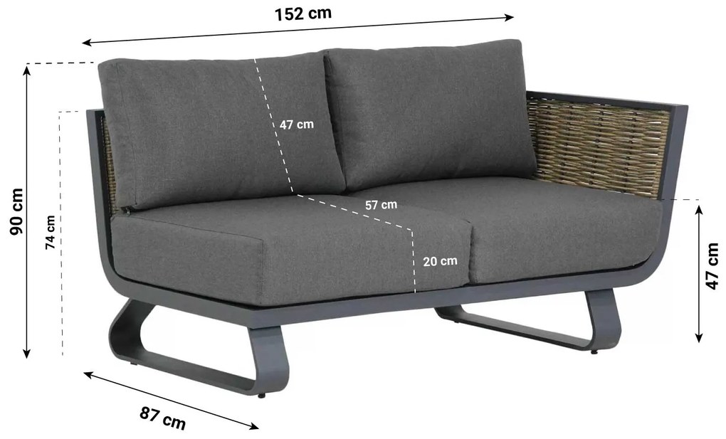 Chaise Loungeset 3 personen Aluminium/wicker Grijs Santika Furniture Santika Tika