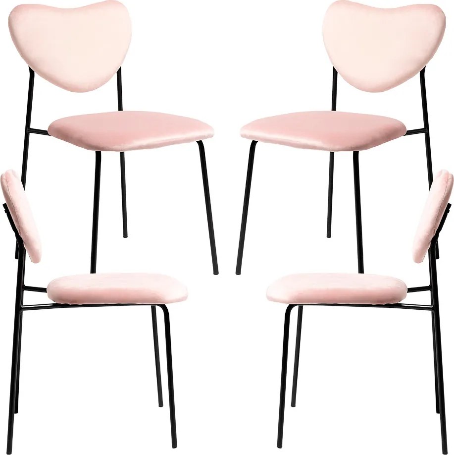 Set 4 Cora Black Fluwelen Stoelen