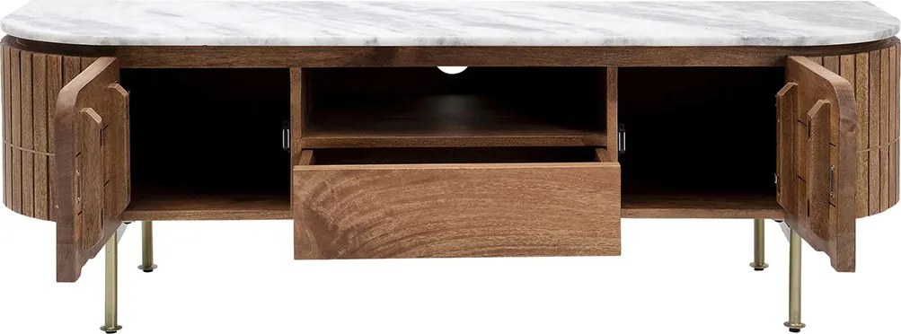 Tv-meubel Mangohout En Marmer - 145x42x48cm.