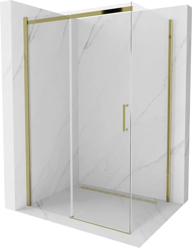 Mexen Omega douchecabine schuifdeur 120 x 80 cm, transparant, goud - 825-120-080-50-00