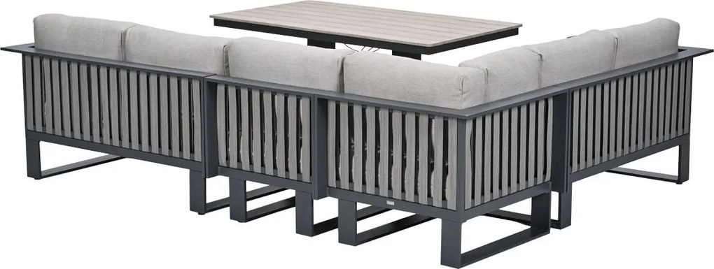 Garden Impressions Gabon - Brugge lounge dining set 5-delig - donker grijs