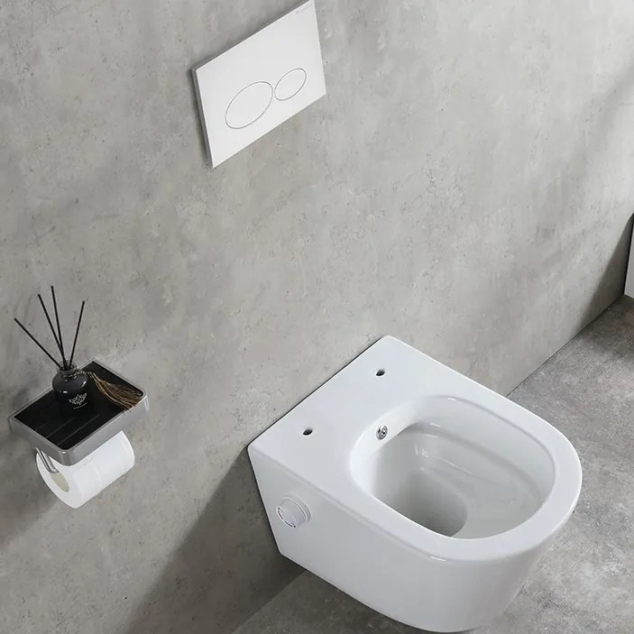 Mueller Afesta randloos toiletpot met bidetsproeier warm/koud wit glans