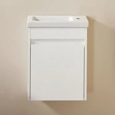 Narek Houten Badkamermeubelset Met Geïntegreerde Wastafel Wit & Spiegelloze & Zonder Kraan & ↔︎ 40 Cm - Sklum