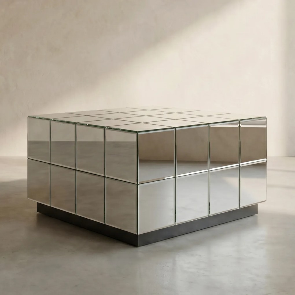 Salontafel Zilveren Tegels - 60 X 60cm.