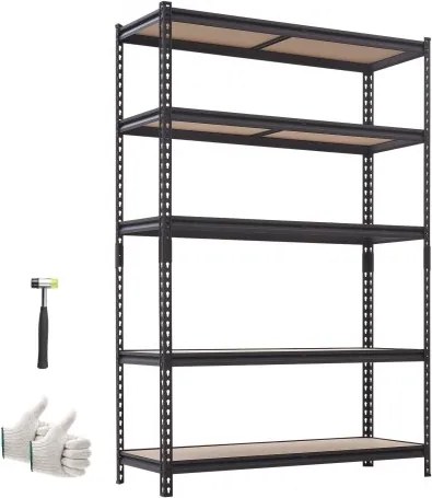VEVOR zwaar uitgevoerde opbergkast, opbergrek met 5 planken, 1228x459x1813 mm, 907,2 kg, stalen frame, modulair en verstelbaar ontwerp voor doe-het-zelfprojecten, werkbankfunctie, flexibele opbergkast voor kelder, garage en werkplaats