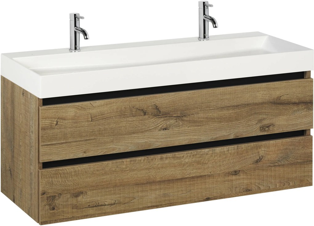 Ben Limara badmeubel met mat zwarte greeplijst 120x45cm Sherwood met mineraalmarmeren wastafel
