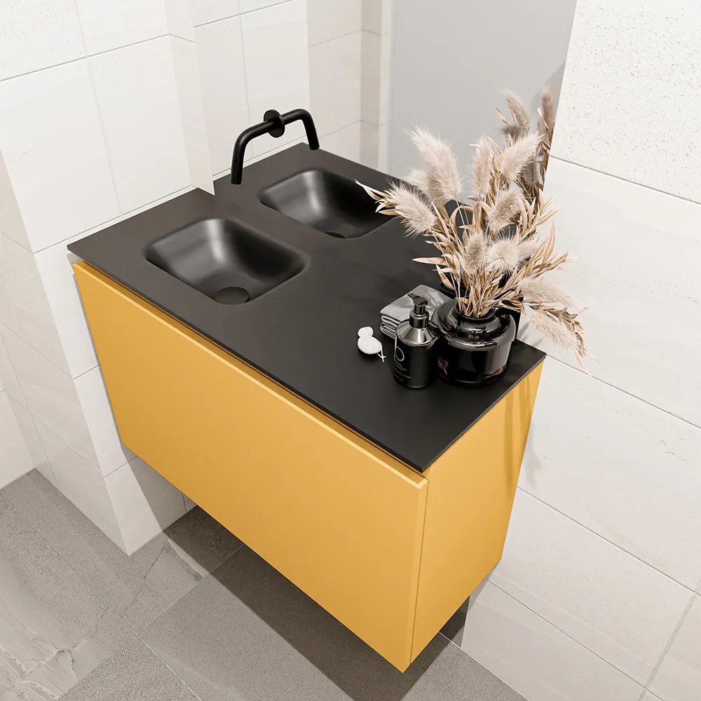 Mondiaz Olan 80cm toiletmeubel ocher met wastafel urban links geen kraangat